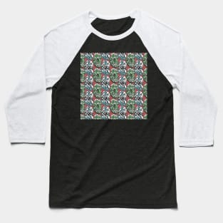 Abstract Muted Leather 80s Memphis Design Scribble Shapes Pattern Baseball T-Shirt